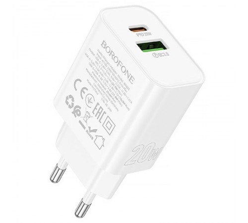 МЗП Borofone BA88A Navy PD20W+QC3.0 (1USB-A/1C) White МЗП Borofone BA88A Navy PD20W+QC3.0 (1USB-A/1C) White