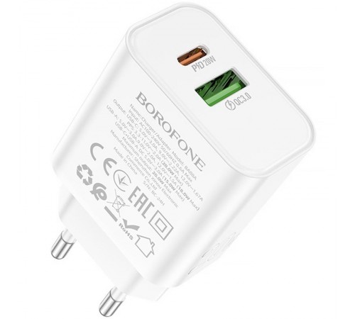 МЗП Borofone BA88A Navy PD20W+QC3.0 (1USB-A/1C) White МЗП Borofone BA88A Navy PD20W+QC3.0 (1USB-A/1C) White