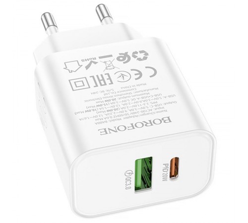 МЗП Borofone BA88A Navy PD20W+QC3.0 (1USB-A/1C) White МЗП Borofone BA88A Navy PD20W+QC3.0 (1USB-A/1C) White