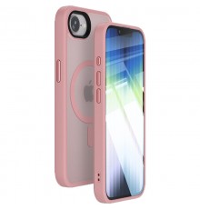 TPU+PC чохол Metal Buttons with MagSafe Colorful для Apple iPhone 16e (6.1") Рожевий / Pink