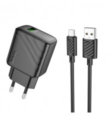 МЗП Hoco CS21A Rich QC3.0 18W (1USB-A) + кабель USB to MicroUSB Black