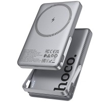 Портативний ЗП Power Bank Hoco Q36 Sunlight magnetic suction+holder PD20W з БЗП 5000 mAh Metal grey
