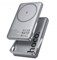 Портативний ЗП Power Bank Hoco Q36 Sunlight magnetic suction+holder PD20W з БЗП 5000 mAh Metal grey