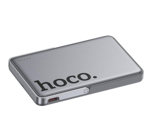 Портативний ЗП Power Bank Hoco Q36 Sunlight magnetic suction+holder PD20W з БЗП 5000 mAh Metal grey