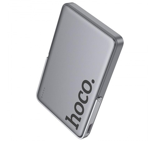 Портативний ЗП Power Bank Hoco Q36 Sunlight magnetic suction+holder PD20W з БЗП 5000 mAh Metal grey
