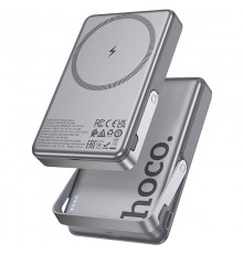 Портативний ЗП Power Bank Hoco Q36A Sunlight magnetic suction+holder PD20W з БЗП 10000 mAh Metal grey