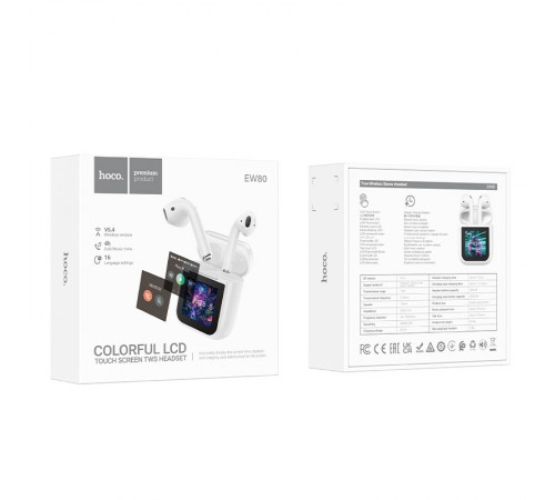Бездротові TWS навушники Hoco EW80 Magnificent with Touch Screen White Бездротові TWS навушники Hoco EW80 Magnificent with Touch Screen White