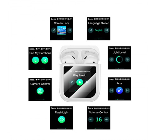 Бездротові TWS навушники Hoco EW80 Magnificent with Touch Screen White Бездротові TWS навушники Hoco EW80 Magnificent with Touch Screen White