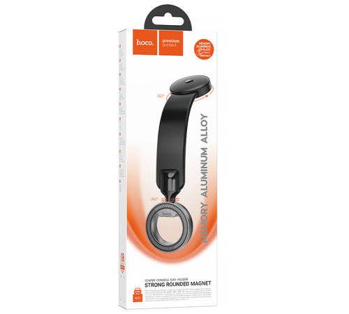 Автотримач Hoco H71 Totem Ring magnetic (center console) Black metal gray