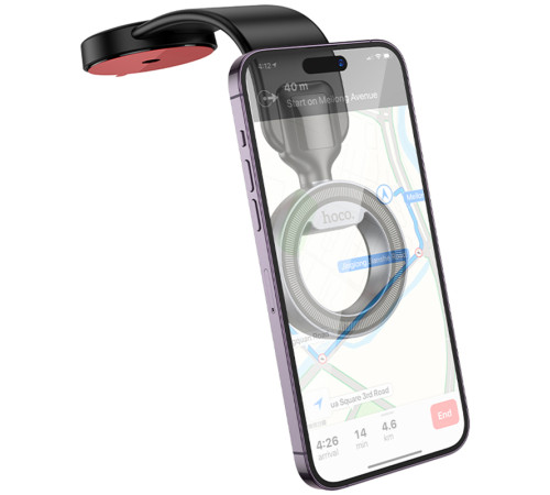 Автотримач Hoco H71 Totem Ring magnetic (center console) Black metal gray