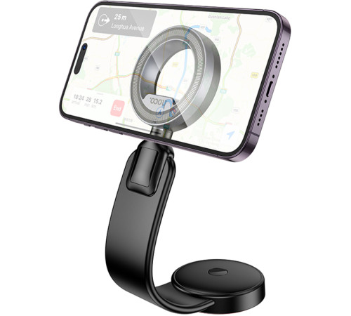 Автотримач Hoco H71 Totem Ring magnetic (center console) Black metal gray