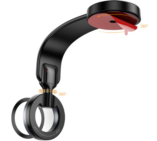 Автотримач Hoco H71 Totem Ring magnetic (center console) Black metal gray