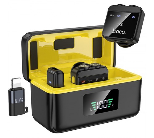 Петличний бездротовий мікрофон Hoco L17 Dual-mic magnetic (Lightning/Type-C) Black Петличний бездротовий мікрофон Hoco L17 Dual-mic magnetic (Lightning/Type-C) Black