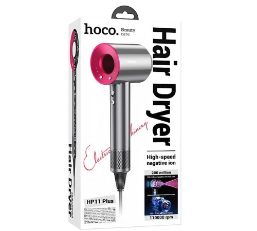 Фен для волосся Hoco HP11 Plus з негативною іонізацією (1600W) Rose Red Фен для волосся Hoco HP11 Plus з негативною іонізацією (1600W) Rose Red