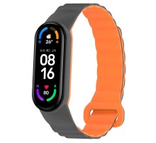 Ремінець Dual-color Magnetic для Xiaomi Mi Band 7/6/5/4/3 Gray / Orange