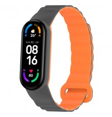 Ремінець Dual-color Magnetic для Xiaomi Mi Band 7/6/5/4/3 Gray / Orange