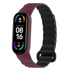 Ремінець Dual-color Magnetic для Xiaomi Mi Band 7/6/5/4/3 Plum / Black