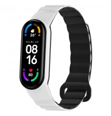 Ремінець Dual-color Magnetic для Xiaomi Mi Band 7/6/5/4/3 White / Black