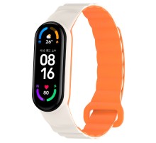 Ремінець Dual-color Magnetic для Xiaomi Mi Band 7/6/5/4/3 White / Orange