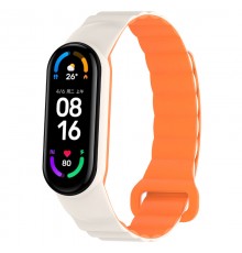 Ремінець Dual-color Magnetic для Xiaomi Mi Band 7/6/5/4/3 White / Orange