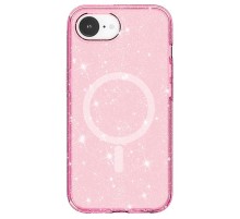 Чохол TPU Galaxy Sparkle (MagFit) для Apple iPhone 16e (6.1") Pink+Glitter