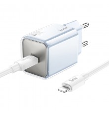 МЗП Hoco N47 Glorious PD30W (1USB-C) + кабель Type-C to Lightning Blue