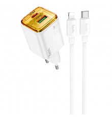 МЗП Hoco N52 Monsoon PD20W+QC3.0 (1USB-A/1C) + кабель Type-C to Lightning White
