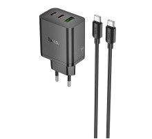 МЗП Hoco N51 Scenery PD65W (1USB-A/2C) + кабель Type-C to Type-C Black