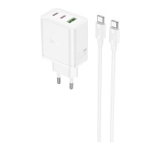 МЗП Hoco N51 Scenery PD65W (1USB-A/2C) + кабель Type-C to Type-C White