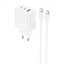 МЗП Hoco N51 Scenery PD65W (1USB-A/2C) + кабель Type-C to Type-C White