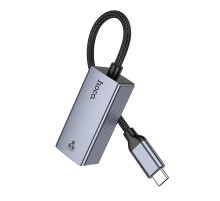 Інтернет адаптер Hoco UA37 1000 Mbps (Type-C to RJ45) Metal gray