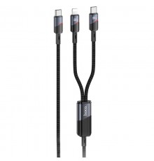 Дата кабель Hoco U139 Type-C to Lightning/Type-C 100W (1.2m) Black
