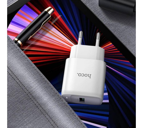 МЗП Hoco C140A Smart QC3.0 18W (1USB-A) + кабель USB to MicroUSB White