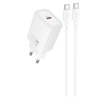 МЗП Hoco N60 Gentle PD20W (1USB-C) + кабель Type-C to Type-C White