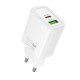 МЗП Hoco N63 Gentle PD30W+QC3.0 (1USB-A/1C) + кабель Type-C to Type-C White