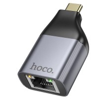 Перехідник Hoco UA35 Type-C to RJ45 Metal grey