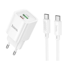 МЗП Hoco C149A Charm PD30W+QC3.0 (1USB-A/1C) + кабель Type-C to Type-C White