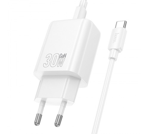 МЗП Hoco N62 Gentle PD30W (1USB-C) + кабель Type-C to Type-C White МЗП Hoco N62 Gentle PD30W (1USB-C) + кабель Type-C to Type-C White