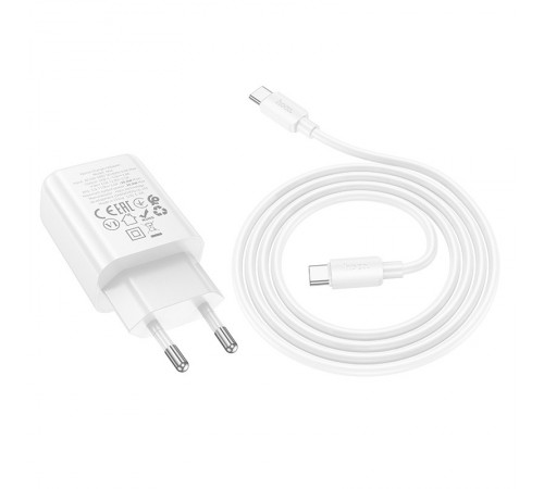 МЗП Hoco N62 Gentle PD30W (1USB-C) + кабель Type-C to Type-C White МЗП Hoco N62 Gentle PD30W (1USB-C) + кабель Type-C to Type-C White