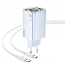 МЗП Hoco N49 Glorious PD65W (1USB-A/2C) + кабель Type-C to Type-C Blue