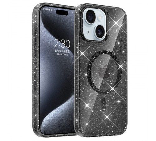 Чохол TPU Eclipse Sparkle (MagFit) для Apple iPhone 15 (6.1") Black