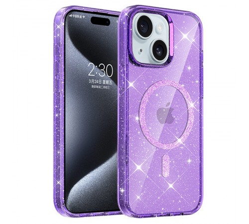 Чохол TPU Eclipse Sparkle (MagFit) для Apple iPhone 15 (6.1") Purple