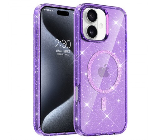 Чохол TPU Eclipse Sparkle (MagFit) для Apple iPhone 16 (6.1") Purple