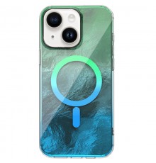 Чохол TPU Shiny Mountain (MagFit) для Apple iPhone 15 (6.1") Green / Blue