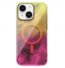 Чохол TPU Shiny Mountain (MagFit) для Apple iPhone 15 (6.1") Yellow / Pink