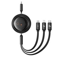 Дата кабель Baseus Free2Draw Retractable Crystal Fast Charging Type-C to 3in1 100W (1.1m) (P1036800) Cluster Black
