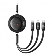 Дата кабель Baseus Free2Draw Retractable Crystal Fast Charging Type-C to 3in1 100W (1.1m) (P1036800) Cluster Black