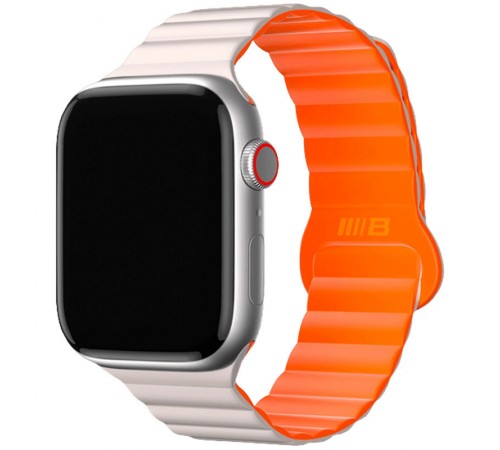 Ремінець BlueO Magnetic Silicone для Apple Watch 42(ser.1-3)/44/45/46/49mm White / Orange