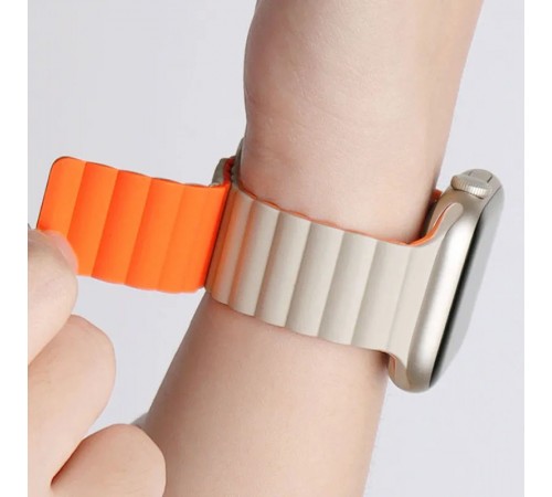 Ремінець BlueO Magnetic Silicone для Apple Watch 42(ser.1-3)/44/45/46/49mm White / Orange