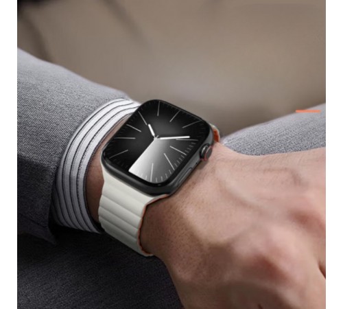 Ремінець BlueO Magnetic Silicone для Apple Watch 42(ser.1-3)/44/45/46/49mm White / Orange